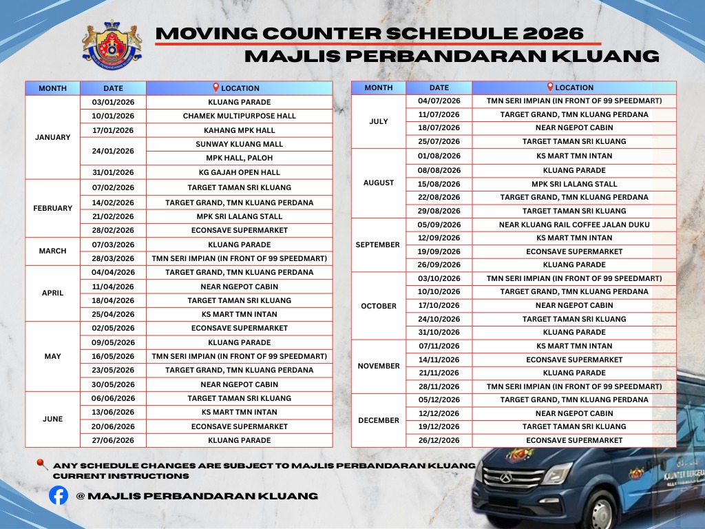Mobile Counter Schedule