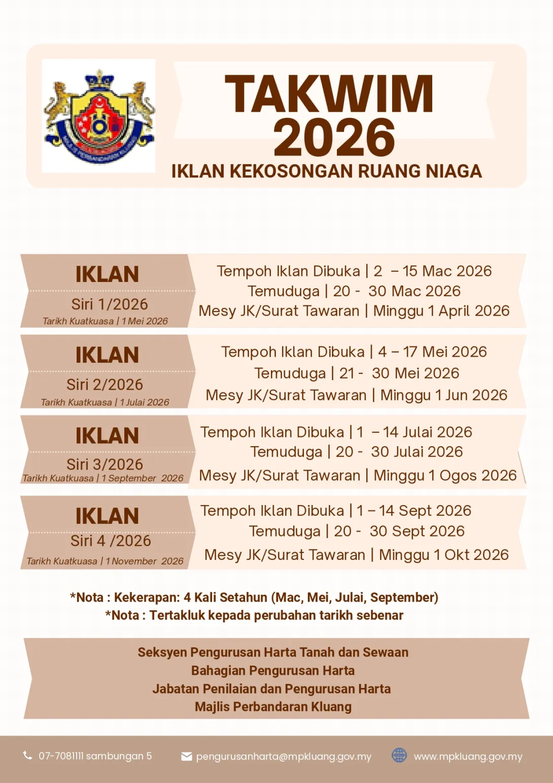 Takwim Kekosongan Ruang Niaga